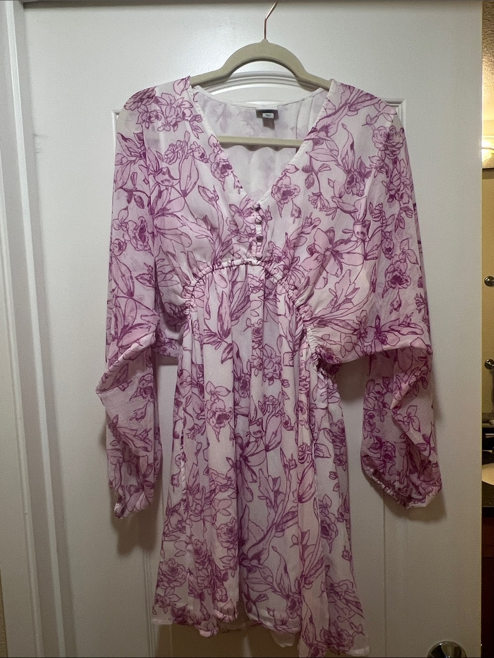 a new day Pink Floral Long-Sleeve V-Neck Dress